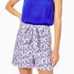 NWT Lilly Pulitzer Womens Casia Stretch Shorts 10 Fun Sun Repeat Ditsy Blue Pink